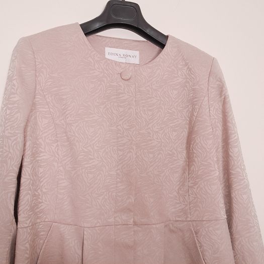 Edina Ronay Blush Pink Embossed Pattern Coat Size L/XL