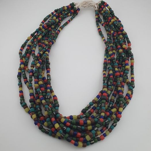 Antique African Style MultiColor 4-5.5mm Glass Beads Necklace Strand
