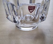 A crystal bowl designed by Lars Hellsten for the Swedish glassworks Orrefors