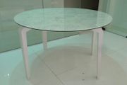 White Poroda round table leaf pattern white legs