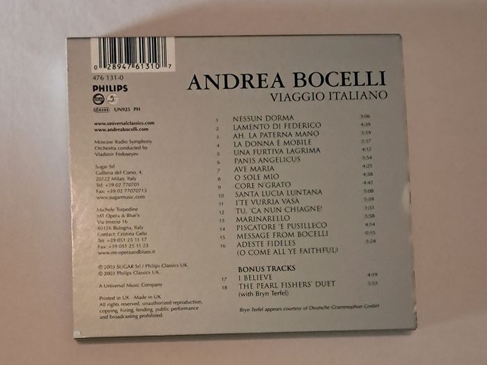Andrea Bocelli Viaggio Italiano Special Edition CD