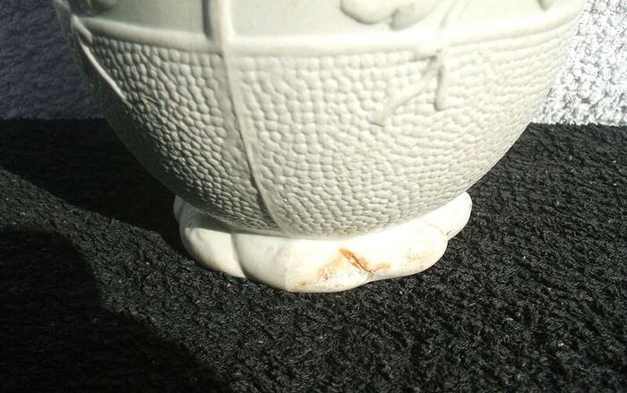 An antique Parian-bisque jug with moulded oak leaves & acrons pattern (c.1870)