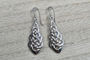 Sterling Silver 925 Celtic Knotwork Openwork Drop Earrings 4.5g