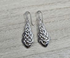 Sterling Silver 925 Celtic Knotwork Openwork Drop Earrings 4.5g