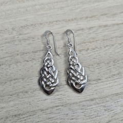 Sterling Silver 925 Celtic Knotwork Openwork Drop Earrings 4.5g