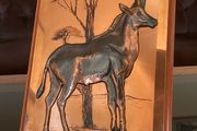 Vintage Handmade Magowan 3d Copper Art Teak Wood Wall Plaque
