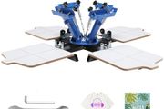 Screen Printing Machine, 4 Color 4 Station 360 Rotable Silk Screen Printing Press, 21.2x17.7in / 54x45cm Screen Printing Press