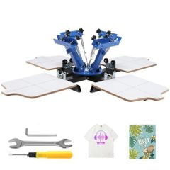 Screen Printing Machine, 4 Color 4 Station 360 Rotable Silk Screen Printing Press, 21.2x17.7in / 54x45cm Screen Printing Press