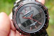 Naviforce 9024 Mens Sports Metal Wrist Quartz watch (Black -Red)