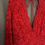 H&M red lace long sleeve V-neck mini dress size UK 12 Image 4