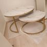 2 in 1 Marble Texture Coffee Table For Living Room Sofa Side Round Image 5