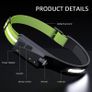 COB LED Bike Cycling Bicycle Headlamp Sensor Headlight with Built-in Battery Flashlight USB Rechargeable Head Lamp Torch 5 Lighting Modes Work Light Running Walking Cycling Bike Image 3