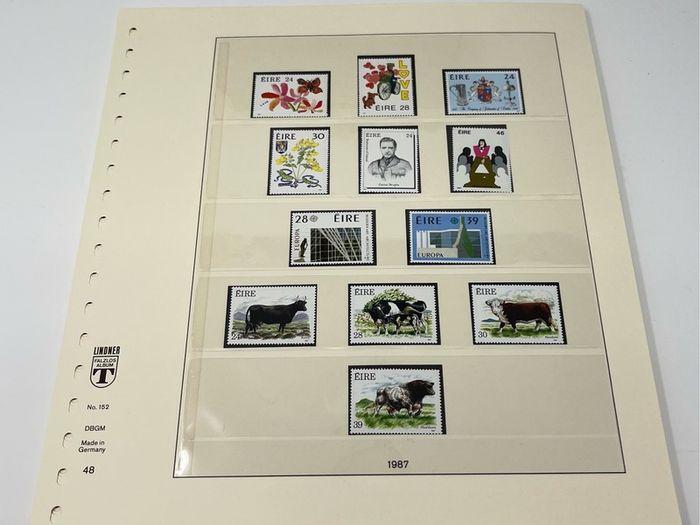 1972-91 Ireland Mint Never Hinged Stamp Collection in Lindner Album. Contained on 56 Lindner Album Pages. 58 Images.
