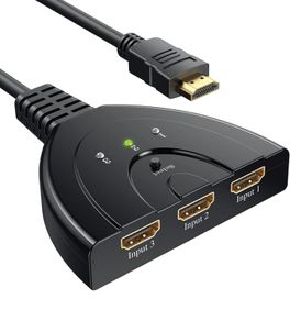 HDMI Switch, Gold Plated 3-Port HDMI Switcher/HDMI Splitter/Supports Full HD1080p/3D with High Speed Cable
