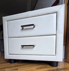 Leather Drawers, Mirror Side Table & Uplighter