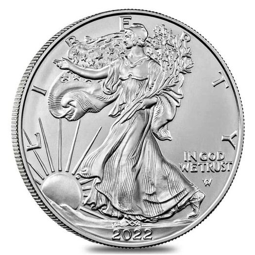 2022 USA 1 Dollar 1 oz Silver Bullion Coin American Eagle BU. (In Capsule)