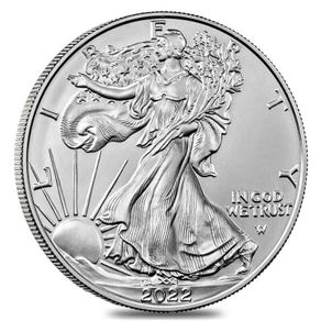 2022 USA 1 Dollar 1 oz Silver Bullion Coin American Eagle BU. (In Capsule)