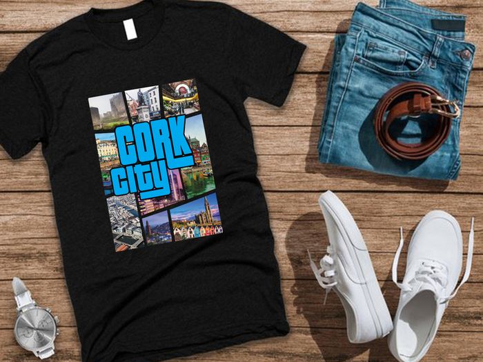 CORK city GTA themed printed T-shirt Tee Top Shirt Great Gift Present