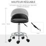 Set of 2 360 swivel rolling stools, seat adjustable 47-62H cm, chrome steel black synthetic upholstery Image 5