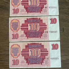 Rare 1992 Latvian Ruble Banknotes Collectible Set of Three
