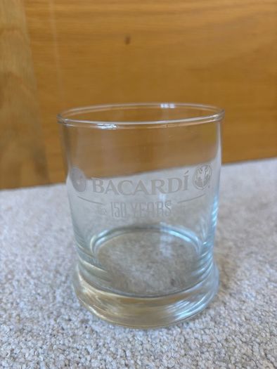 Collectible Bacardi 150 Year Anniversary Tumbler Glass