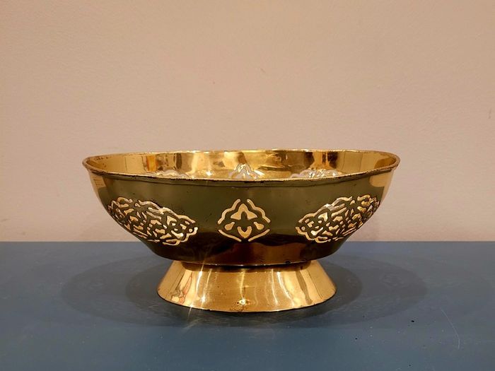 Vintage brass pedestal bowl