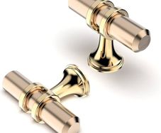 Pack of 5 Cabinet Knobs Pulls, Drawer and Door Handles, Furniture Cupboard Drawer Dresser Handles and Knobs for Kitchen, Bathroom - Gold + Oxidized Bright Gold