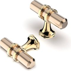 Pack of 5 Cabinet Knobs Pulls, Drawer and Door Handles, Furniture Cupboard Drawer Dresser Handles and Knobs for Kitchen, Bathroom - Gold + Oxidized Bright Gold