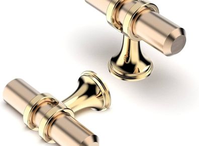 Pack of 5 Cabinet Knobs Pulls, Drawer and Door Handles, Furniture Cupboard Drawer Dresser Handles and Knobs for Kitchen, Bathroom - Gold + Oxidized Bright Gold