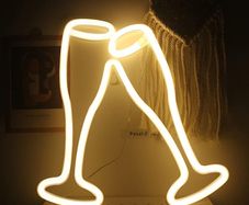 Wine Glass Neon Signs Beer Cheers Led Neon Light 11" X 11" Yellow Goblet Neon Bar Sign for Wall Cocktail Decorative Neon Lights for Bedroom Bar Restaurant Nightclub Store (FREE POSTAGE)