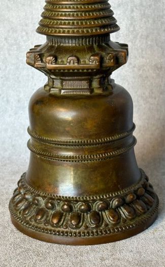 Buddhist Stupa - Bronze, Signed
