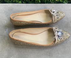 Miu Miu glitter flats gold