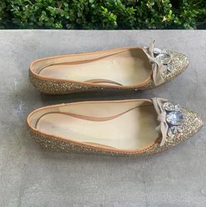 Miu Miu glitter flats gold
