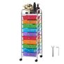 Rolling Cart with Drawers, 10 Drawer Storage Organizer, Mobile Utility Cart with Steel Frame, Universal Casters & 2 Brakes, Great for Office, Classroom, Craft Tools, Garage, Studio, Rainbow Image 8