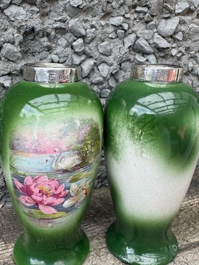 Antique Silver Mounted Posy Bud Vases