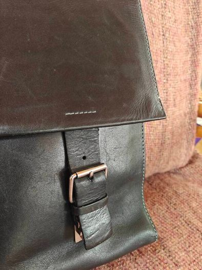 Quality Mens Leather Parisian Lancel Black Satchel Bag