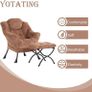 Armchair with Footstool, Lazy Chair with Ottoman Leisure Accent Chair Relax Lounge Chair with Armrests & Side Pocket for Living Room, Bedroom & Small Spaces Armchair, Plush Brown Image 3