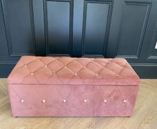 Pink Velvet Ottoman Storage Bench Blanket Box
