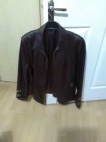 lady's burgundy leather jacket
