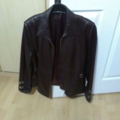 lady's burgundy leather jacket