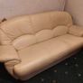 3 Seater & Armchair Cream Leather Image 3