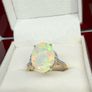 Gold 9K Gold AAA Ethiopian Opal & Diamond Ring Image 8