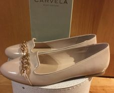 CARVELA Nude Patent Flats 40 New  /   Kurt Geiger Gold Chain Loafers
