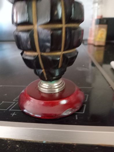 Trench Art WW1 Hand Grenade Desk Inkwell Ceramic Inset.