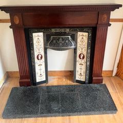 Victorian Style Cast Iron Fireplace with Wooden Surround & Granite Hearth