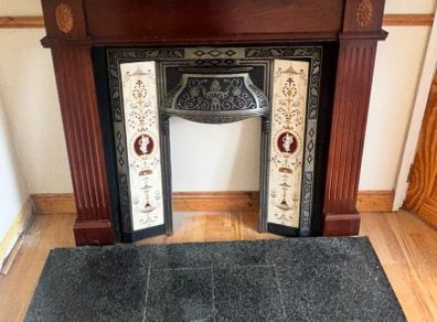 Victorian Style Cast Iron Fireplace with Wooden Surround & Granite Hearth