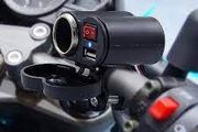 12V Motorcycle Handlebar USB Charger Waterproof Cigarette Lighter Socket with Switch for Cellphones Mobile Tablets GPS