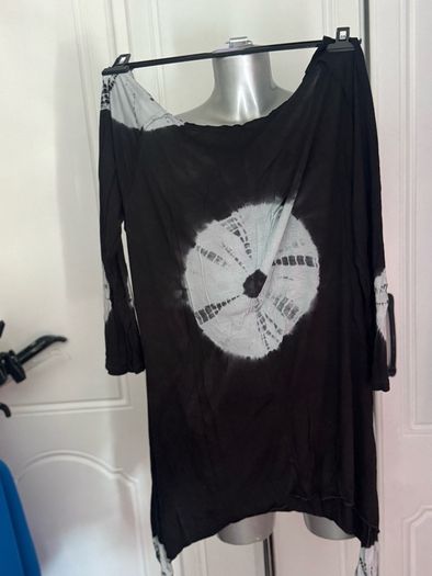 El Zingaro Italiano long line black fancy tunic size L UK14/16 EU42/44 Postage included