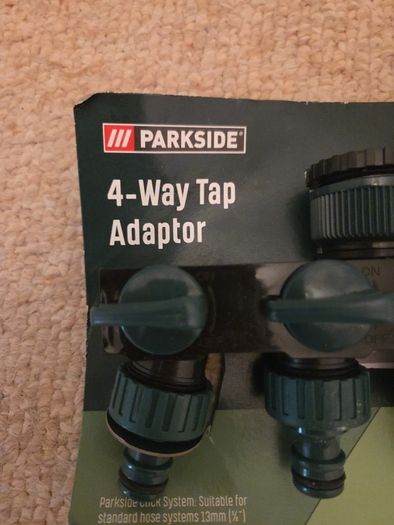 Parkside 4-Way Garden Tap Adaptor Hose Splitter