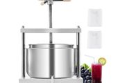 3.17 Gal/12L Fruit Wine Press, 2 Stainless Steel Barrels, Manual Juice Maker, Cider Apple Grape Tincture Honey Olive Oil Making Press